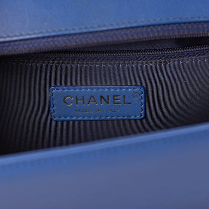 Chanel Lambskin Chevron Quilted New Medium Boy Flap Blue 8 of 11