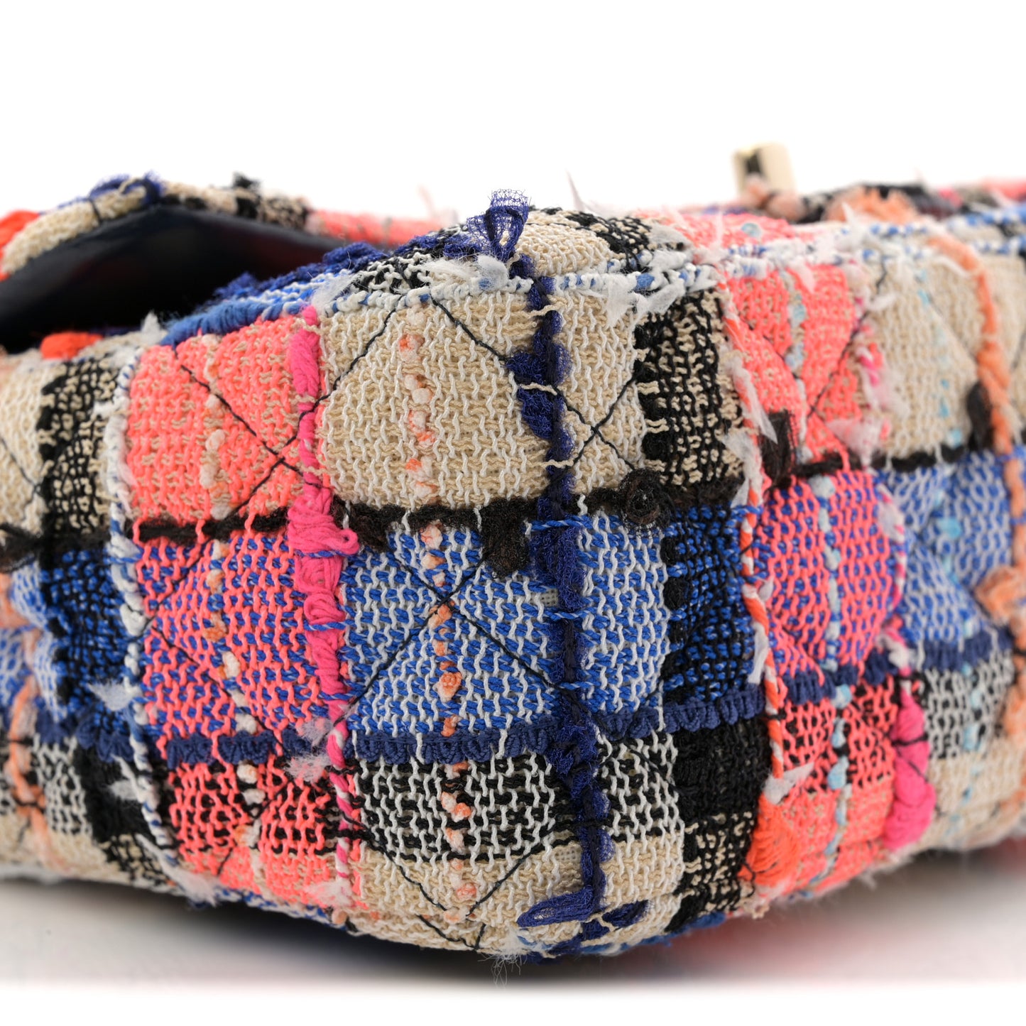 Tweed Quilted Mini Rectangular Flap Blue Orange Pink