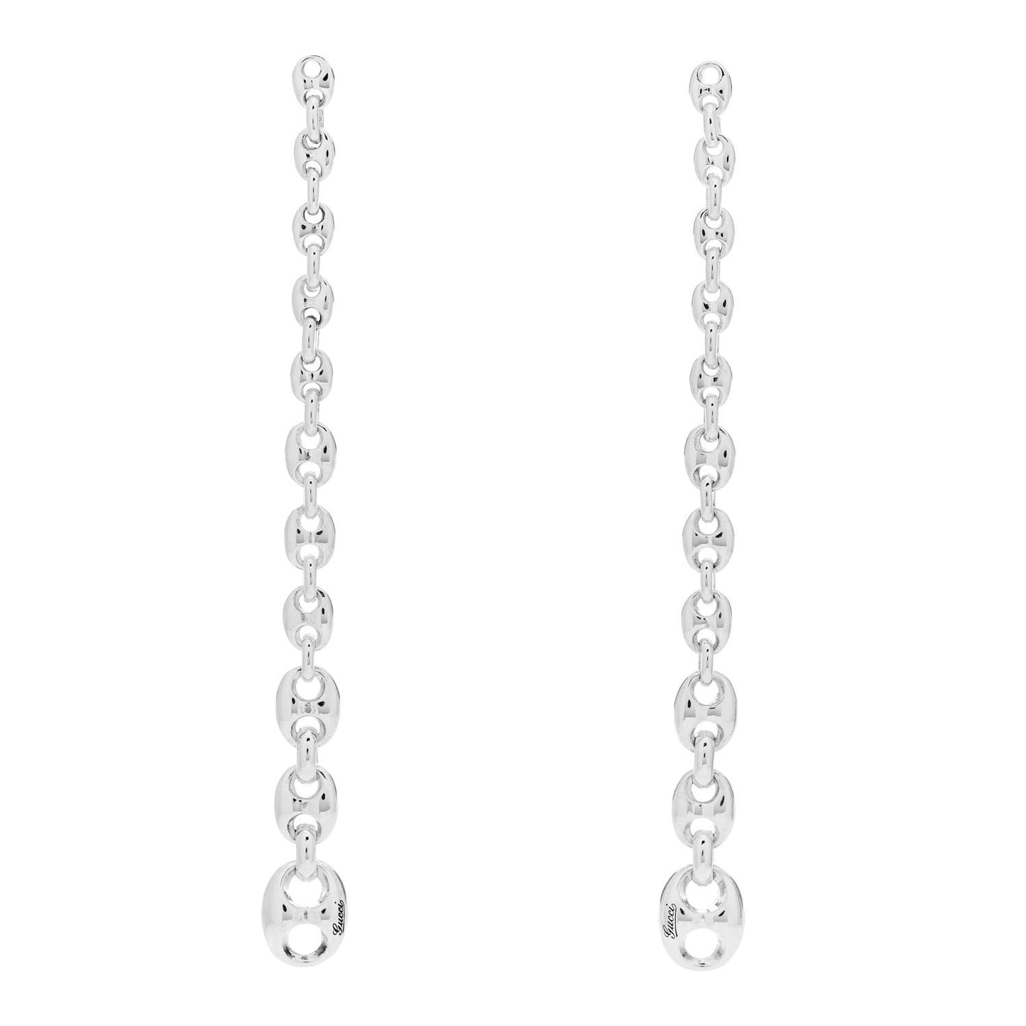 Sterling Silver Horsebit Long Drop Earrings