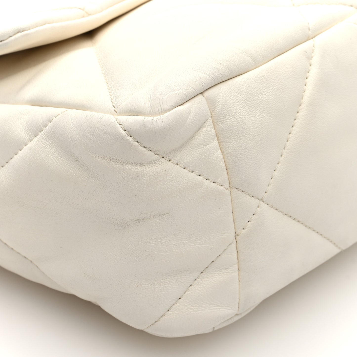 Lambskin Quilted Large Chanel 19 Flap White