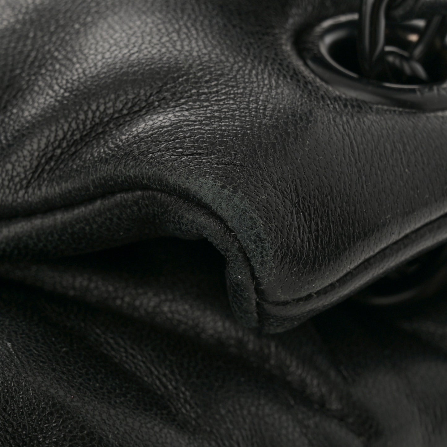 Lambskin Quilted Monogram Monochrome Small Loulou Puffer Chain Satchel Black