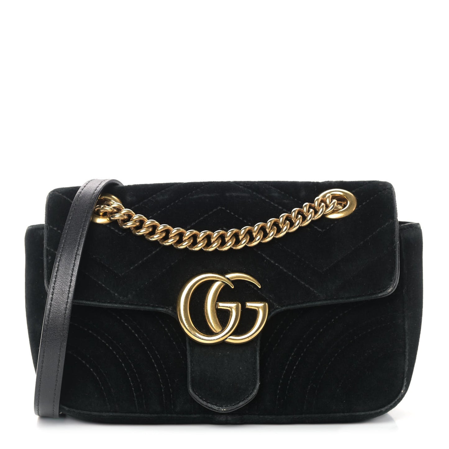 Velvet Matelasse Mini GG Marmont Shoulder Bag Black