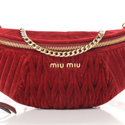 Miu Miu Velluto Matelasse Rider Belt Bag Cherry 10 of 12