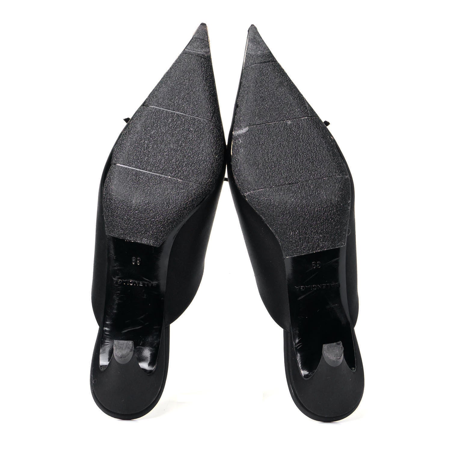 Balenciaga Satin Pointed Toe Knife Mules 39 Black 4 of 6