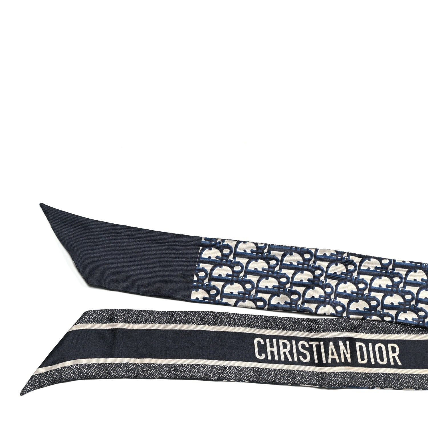 Christian Dior Silk Oblique Mitzah Scarf Blue 2 of 4