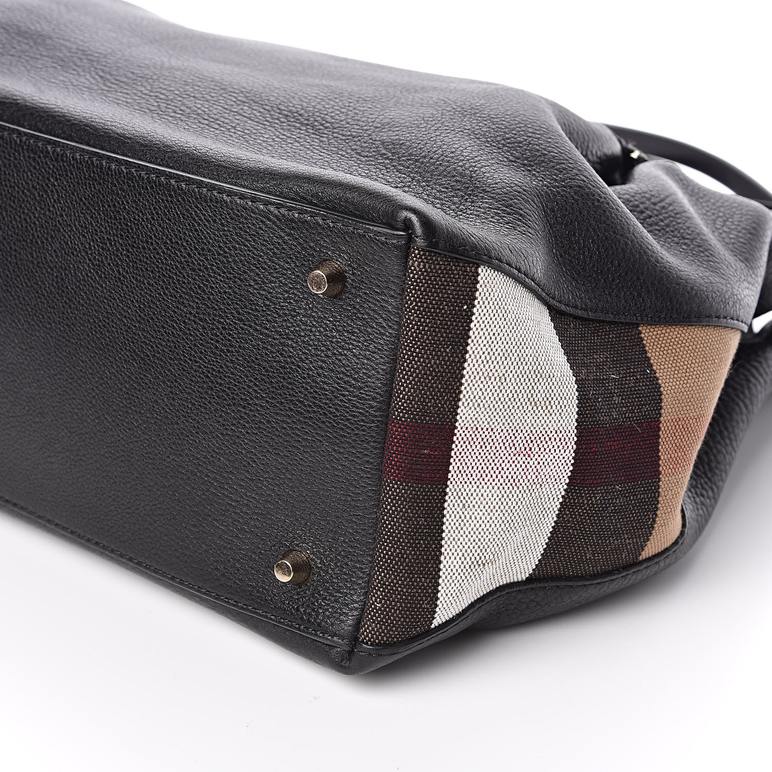 Burberry Grainy Calfskin House Check Medium Maidstone Black 9 of 10