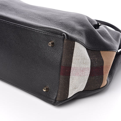 Burberry Grainy Calfskin House Check Medium Maidstone Black 9 of 10