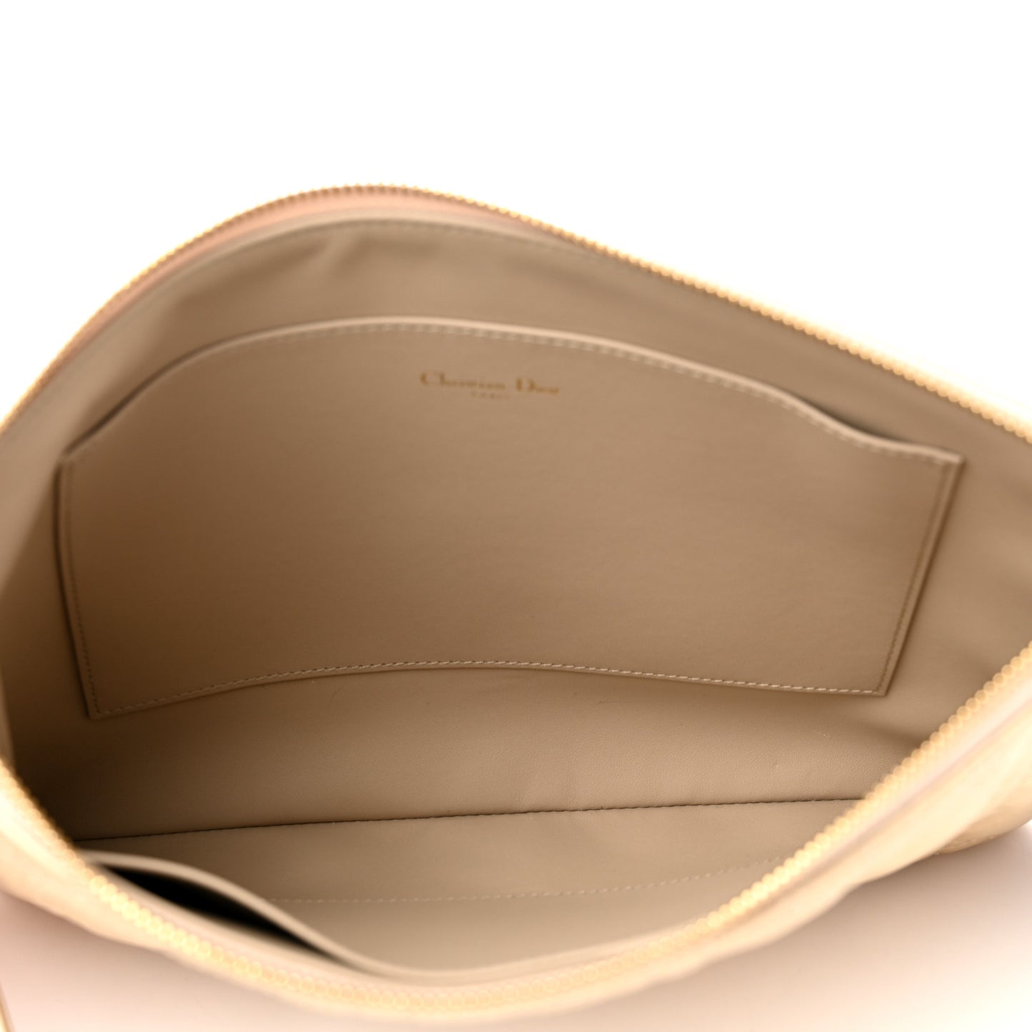 Metallic Lambskin Cannage Large Caro Daily Pouch Gold