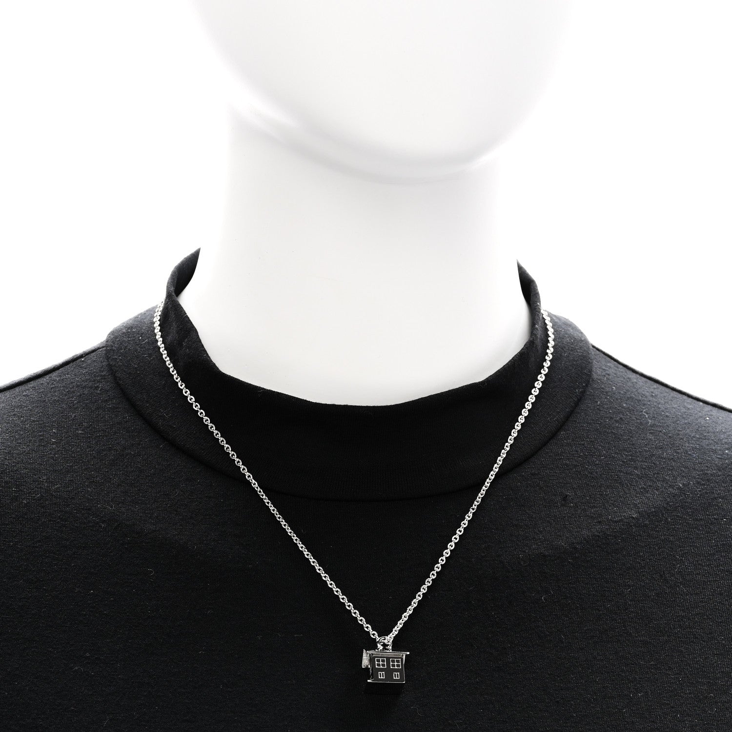 Chanel Metal Bird House Lanyard Necklace Silver 2 of 6