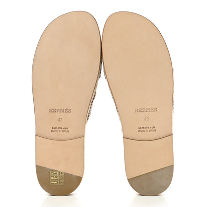 Hermes Calfskin Mens Antigua Espadrille Sandals 43 Naturel Safari 5 of 8