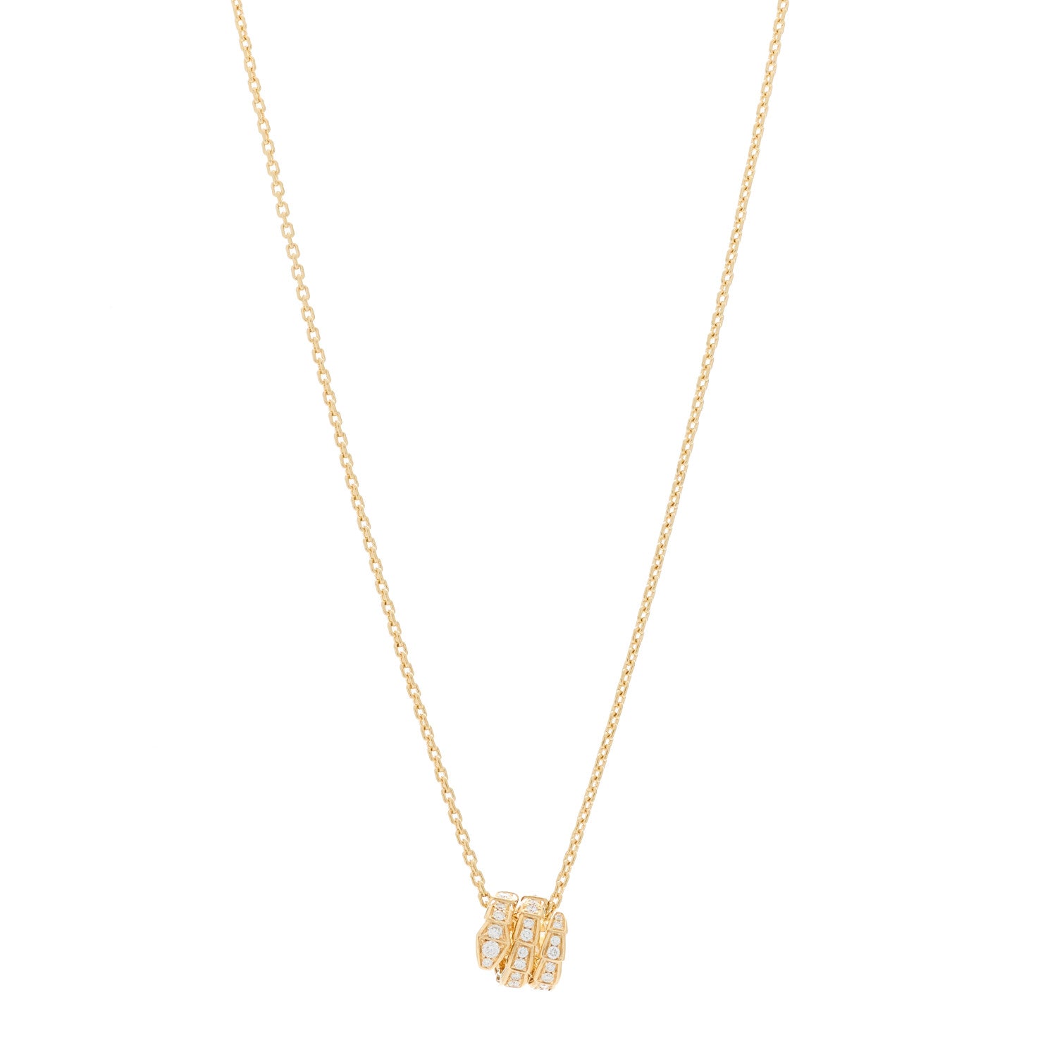 Bulgari 18K Yellow Gold Diamond Serpenti Viper Pave Pendant Necklace 1 of 8