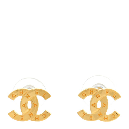 Chanel Metal CC Paris Button Stud Earrings Gold 1 of 7
