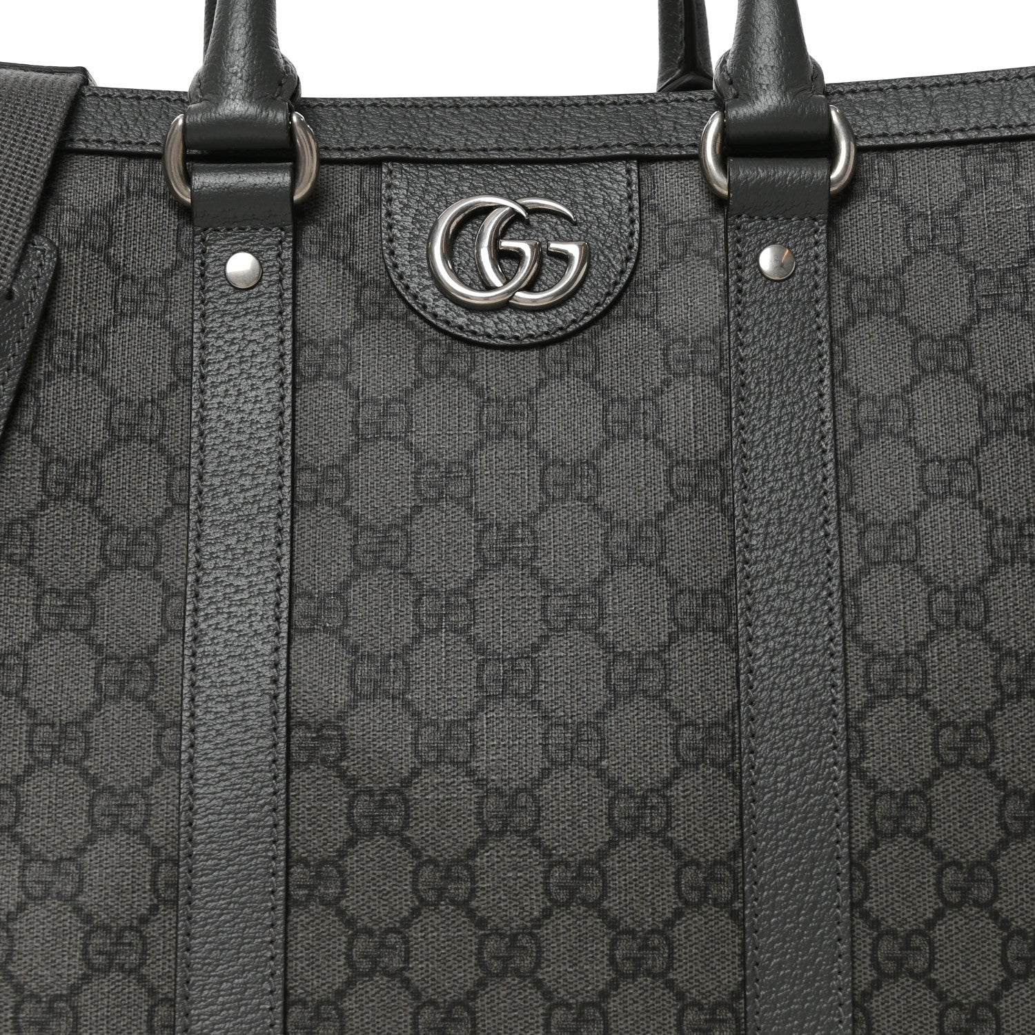 Gucci GG Supreme Monogram Textured Dollar Calfskin Large Ophidia Tote Bag Grey Black Graphite Grey 8 of 10