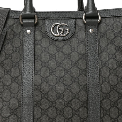 Gucci GG Supreme Monogram Textured Dollar Calfskin Large Ophidia Tote Bag Grey Black Graphite Grey 8 of 10