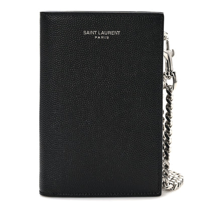 Saint Laurent Grain De Poudre North South Chain Wallet Black 1 of 8