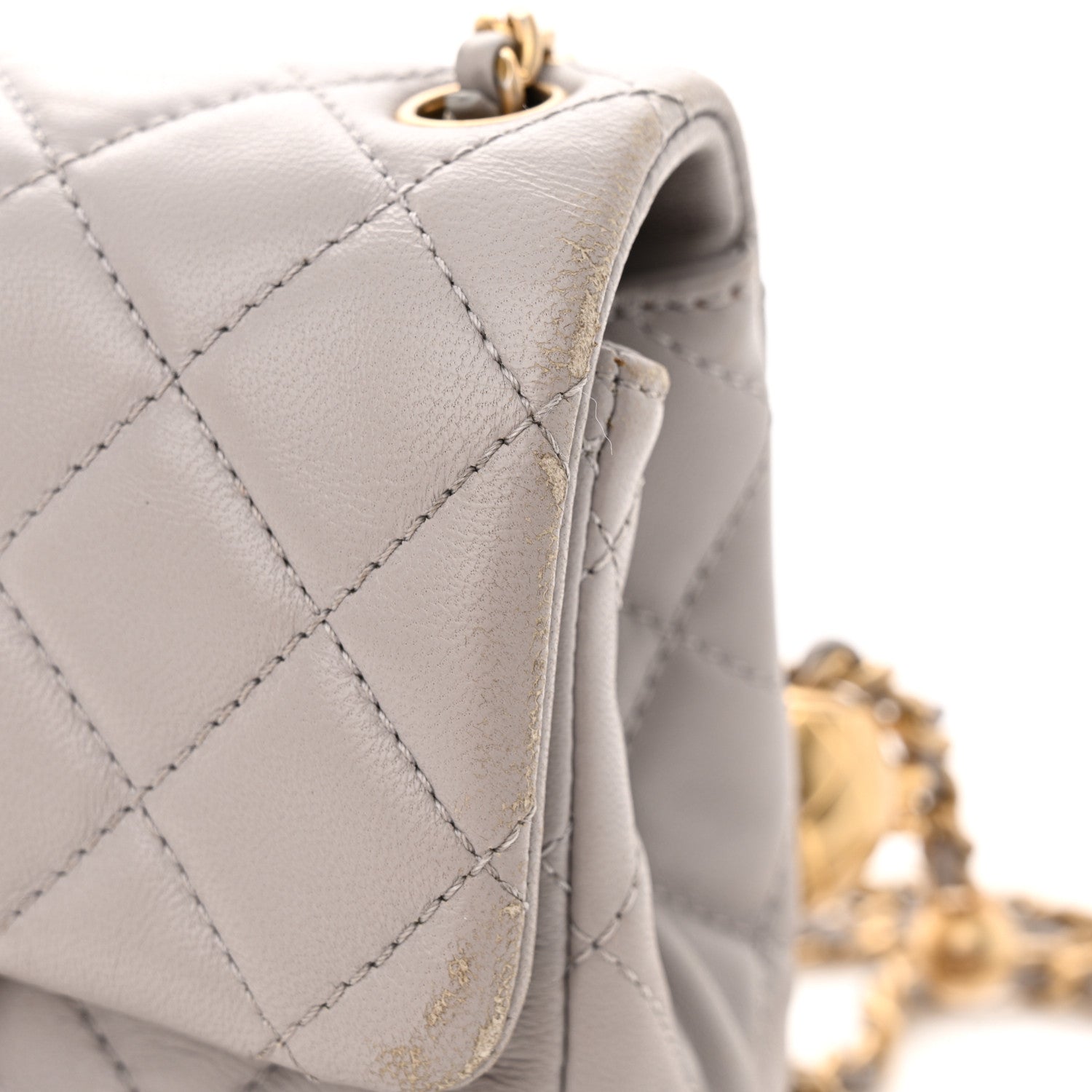 Chanel Lambskin Quilted Mini Pearl Crush Flap Light Grey 11 of 15