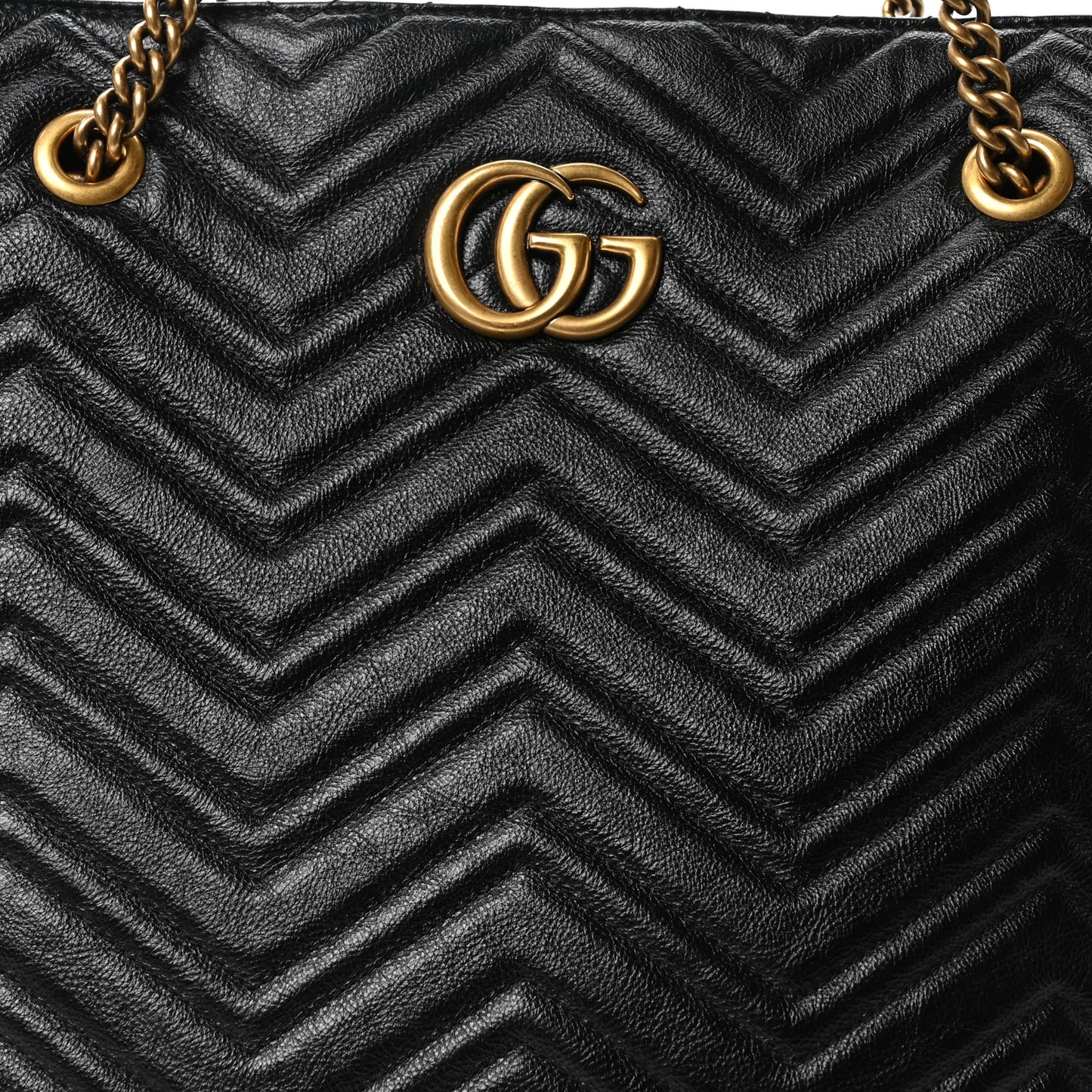 Azalea Calfskin Matelasse Large GG Marmont Slim Tote Black