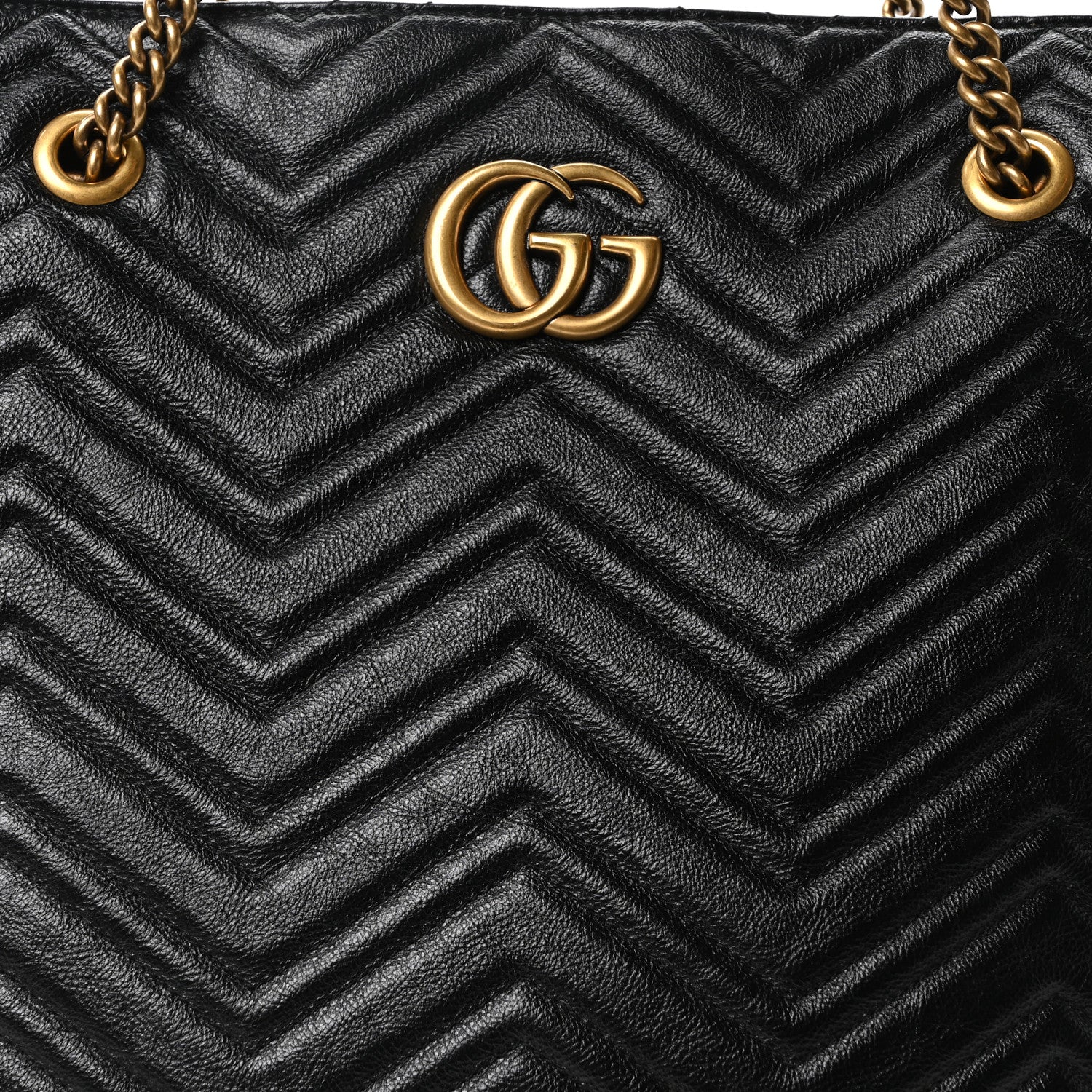 Gucci Azalea Calfskin Matelasse Large GG Marmont Slim Tote Black 8 of 10