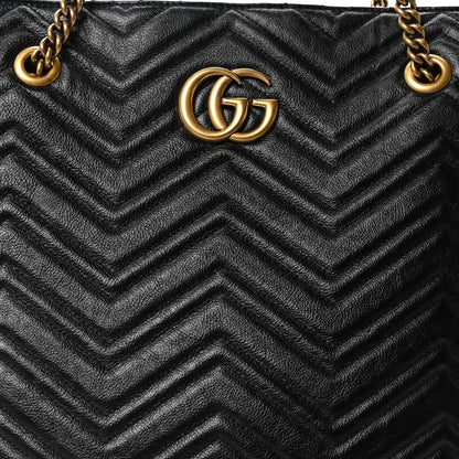 Gucci Azalea Calfskin Matelasse Large GG Marmont Slim Tote Black 8 of 10