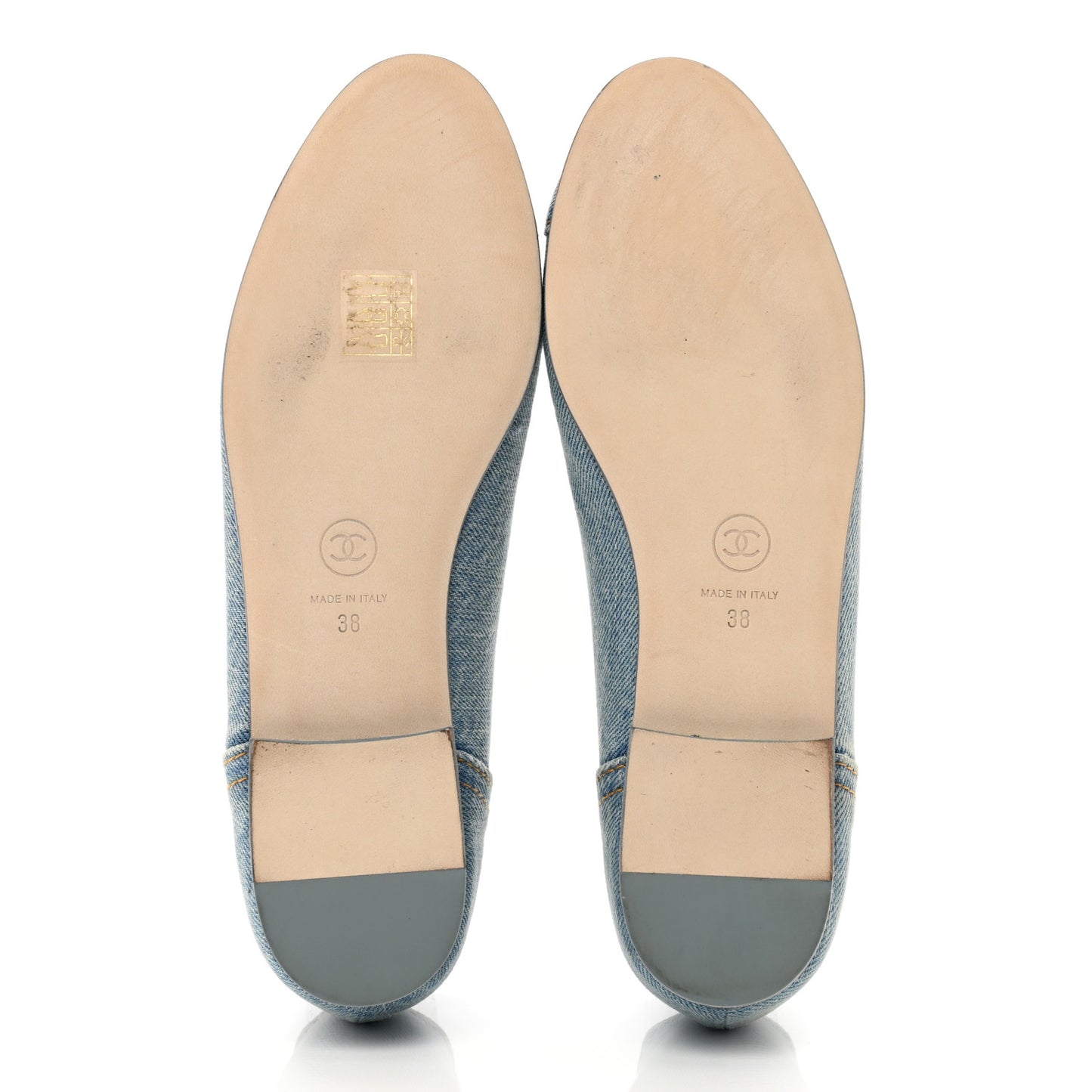 Denim CC Cap Toe Ballerina Flats 38 Light Blue
