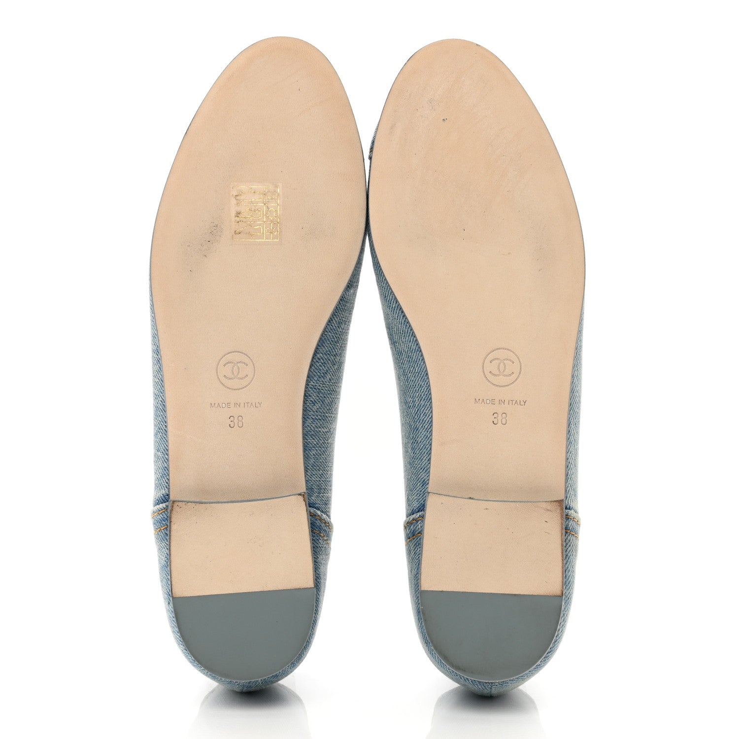 Chanel Denim CC Cap Toe Ballerina Flats 38 Light Blue 5 of 8