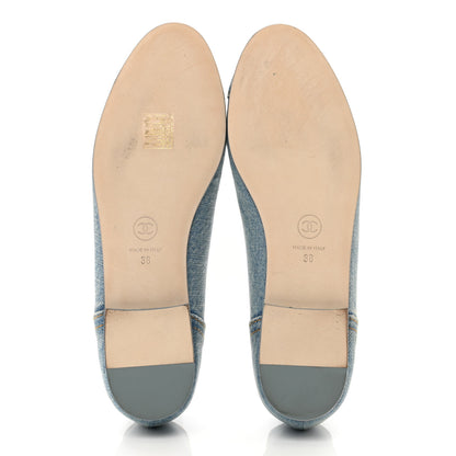 Chanel Denim CC Cap Toe Ballerina Flats 38 Light Blue 5 of 8