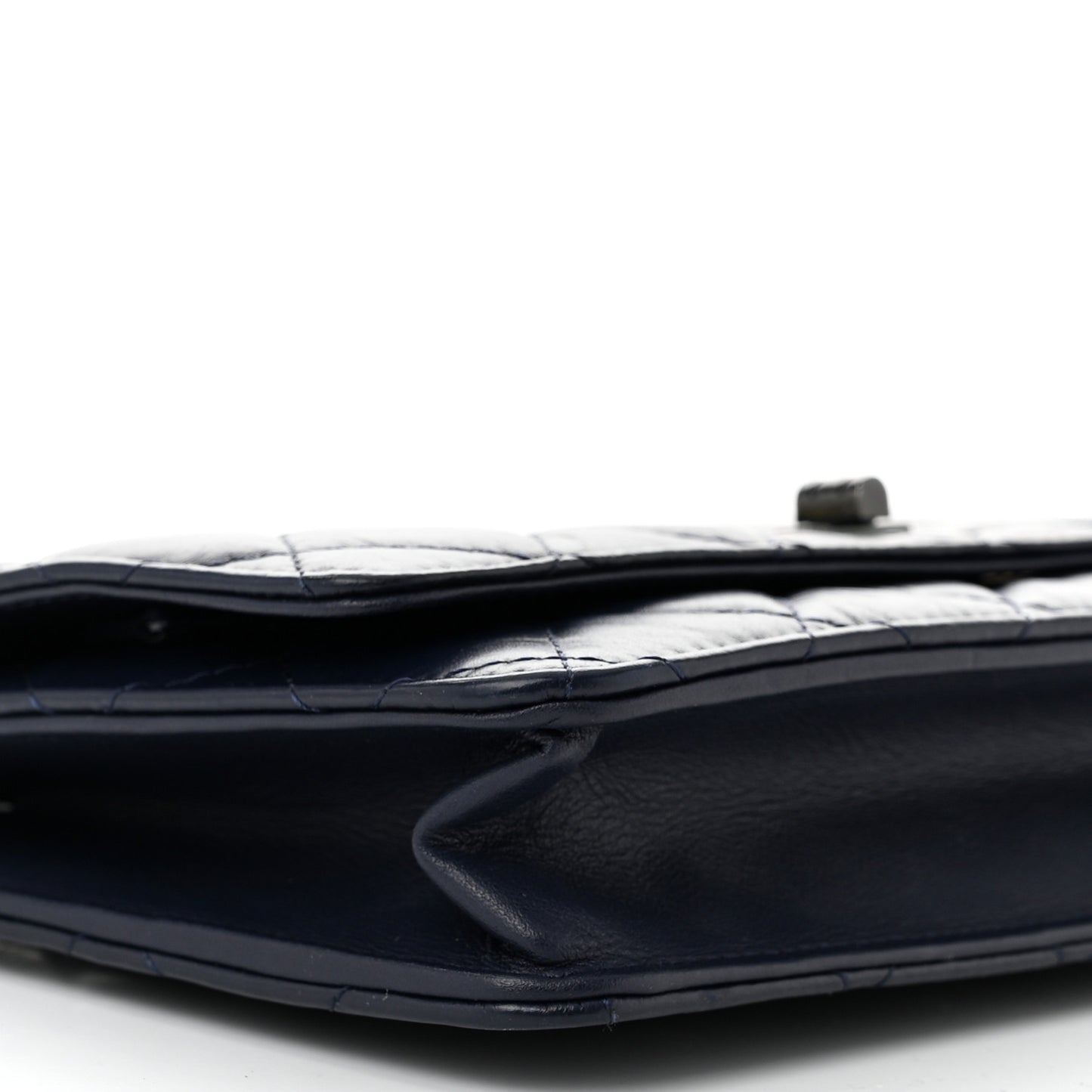 Aged Calfskin Quilted Reissue Wallet On Chain WOC Navy Blue