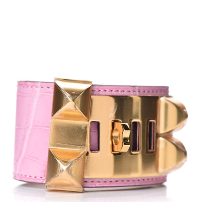 Hermes Matte Alligator Collier De Chien CDC Bracelet T2 Pink 3 of 6