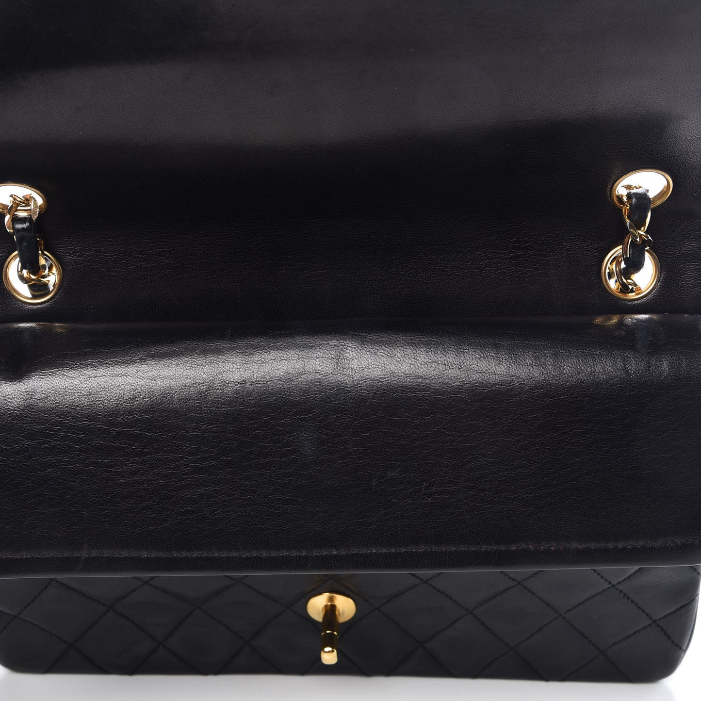 Lambskin Quilted Medium Double Flap Black