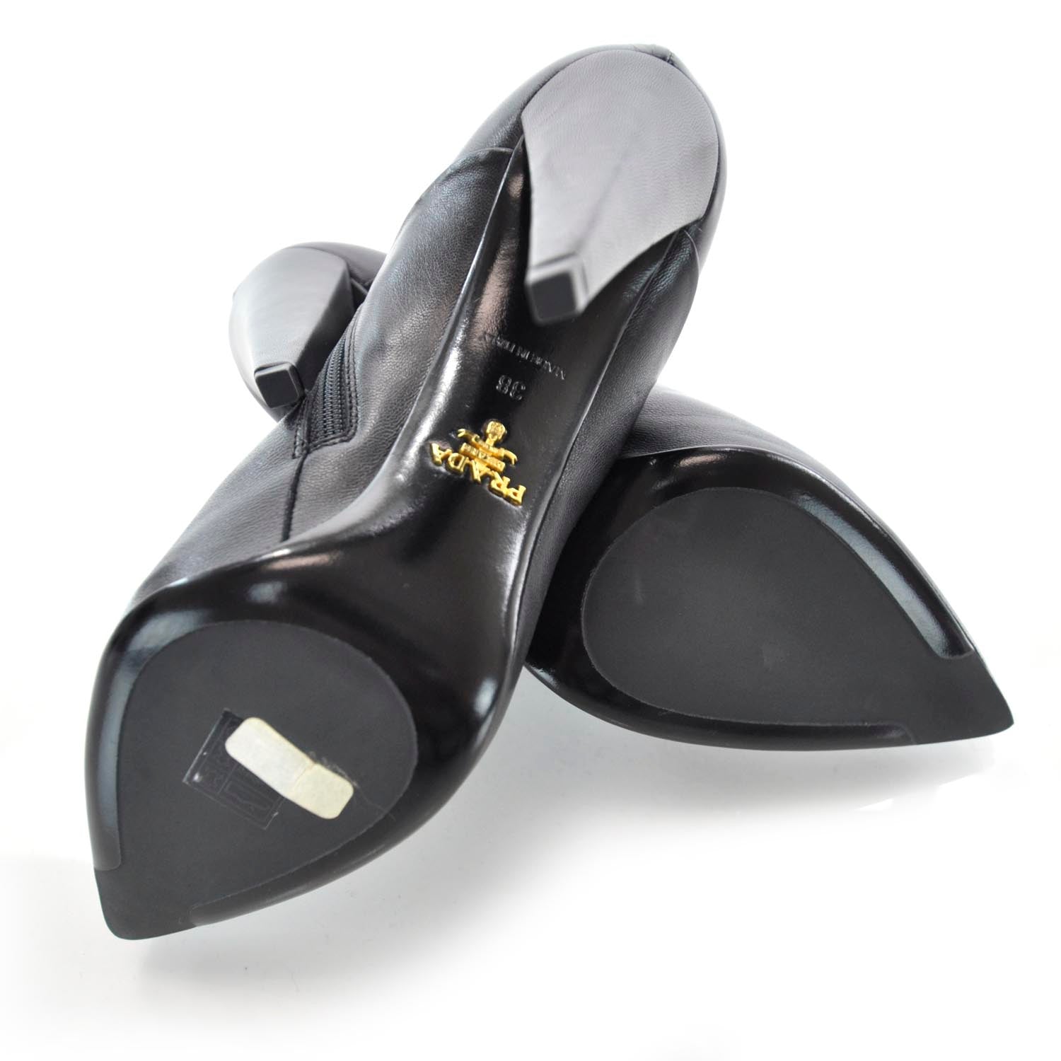 Prada Leather Ankle Boots 38 Black 4 of 6