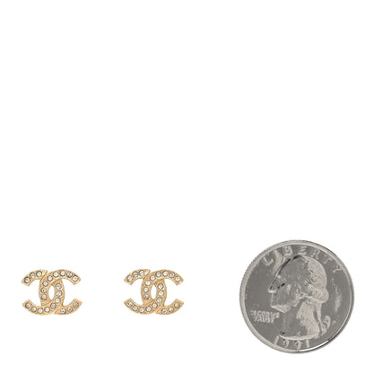 Chanel Crystal Mini Timeless CC Earrings Gold 2 of 4