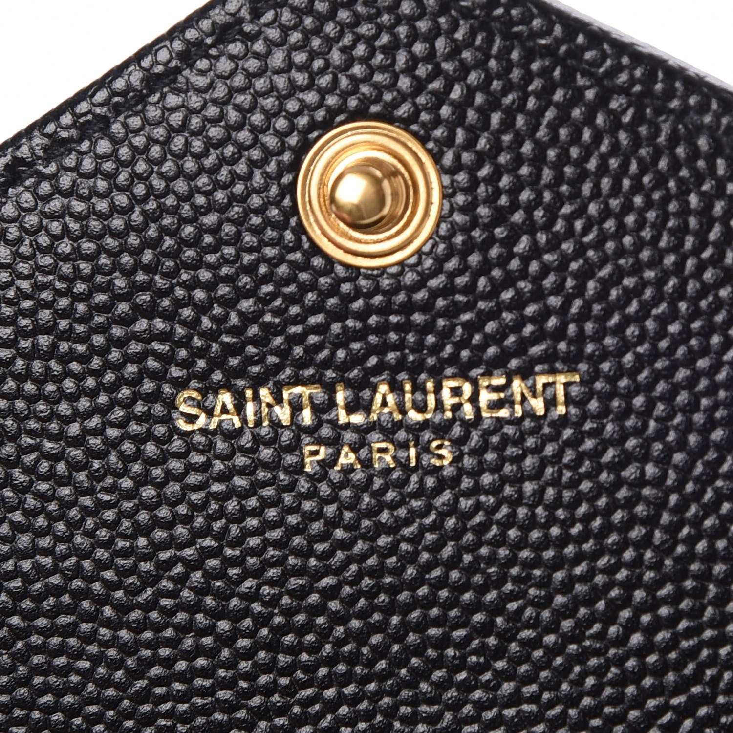 Saint Laurent Grain De Poudre Matelasse Chevron Monogram Envelope Chain Wallet Black 7 of 8