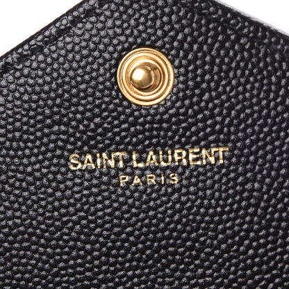 Saint Laurent Grain De Poudre Matelasse Chevron Monogram Envelope Chain Wallet Black 7 of 8