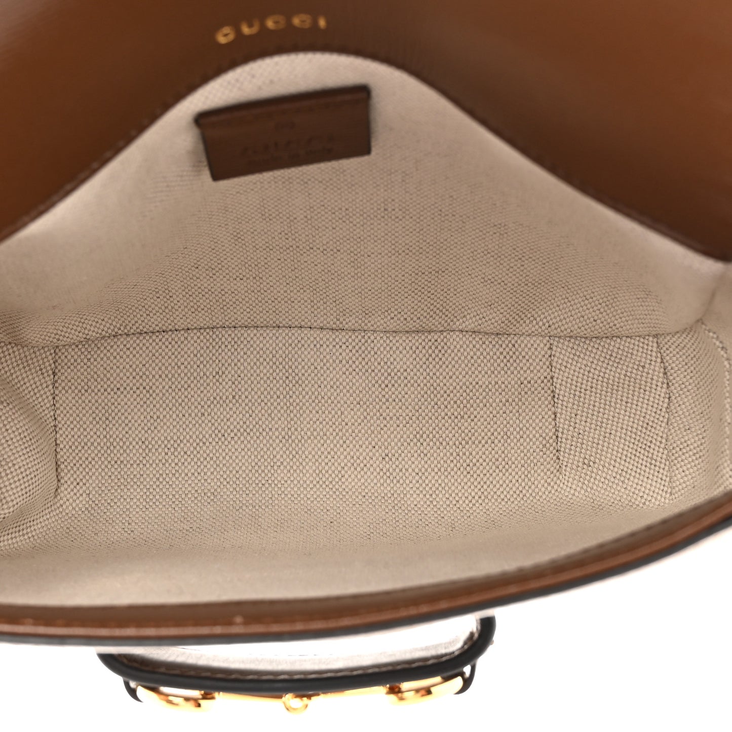 GG Supreme Monogram Web Mini Horsebit 1955 Shoulder Bag Beige Brown Sugar