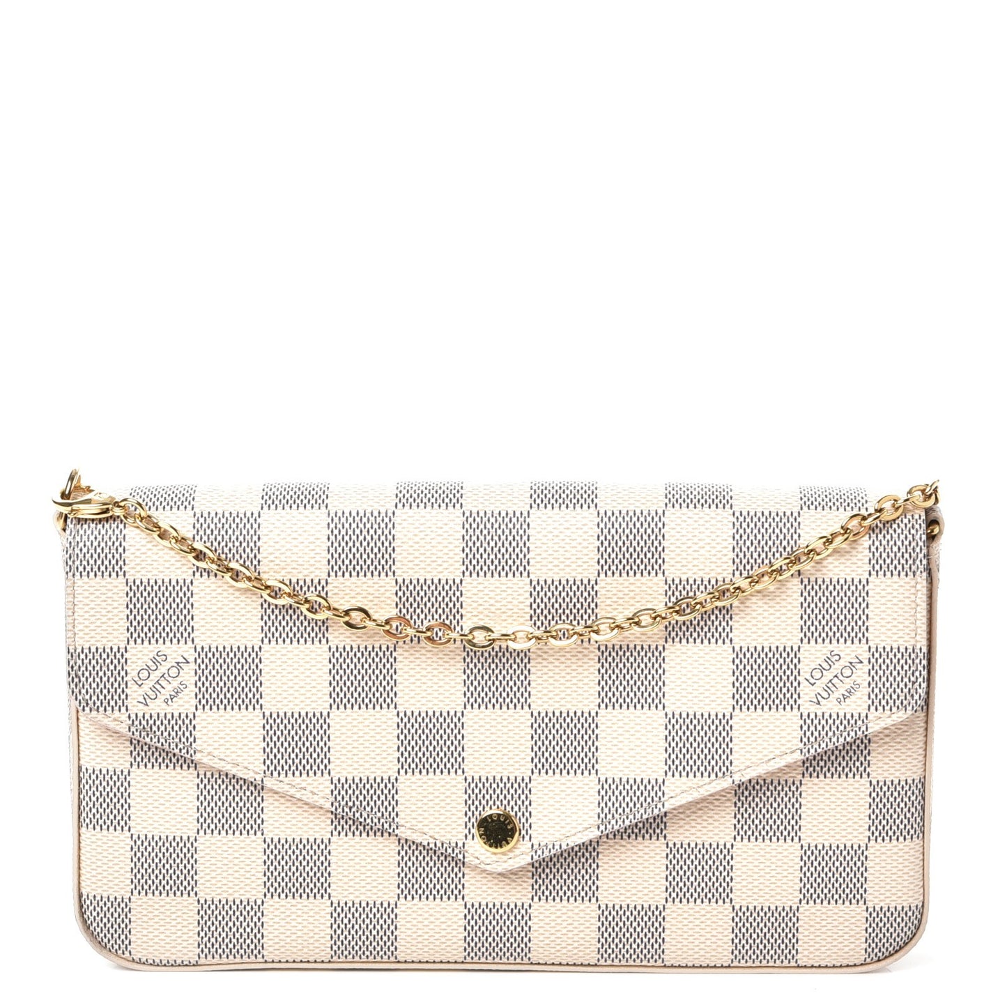 Damier Azur Pochette Felicie Chain Wallet Rose Ballerine