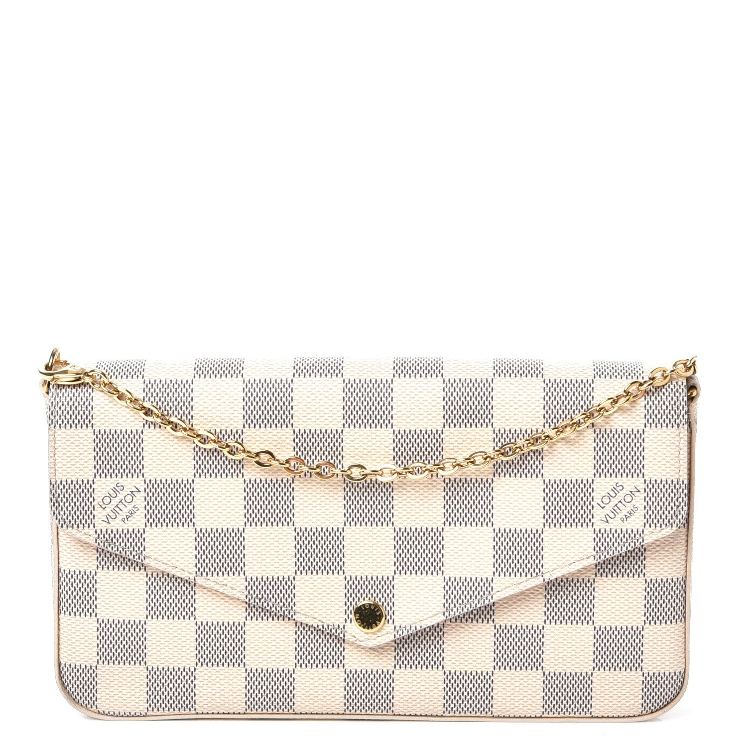Louis Vuitton Damier Azur Pochette Felicie Chain Wallet Rose Ballerine 1 of 13