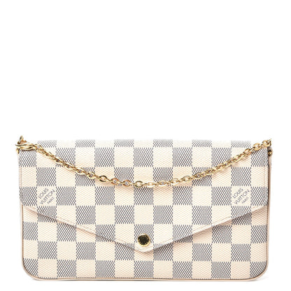 Louis Vuitton Damier Azur Pochette Felicie Chain Wallet Rose Ballerine 1 of 13