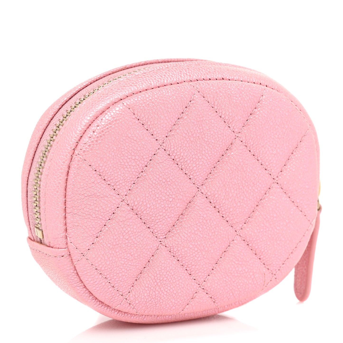 Iridescent Caviar Quilted Zip Around Classic Coin Purse Rose Pink