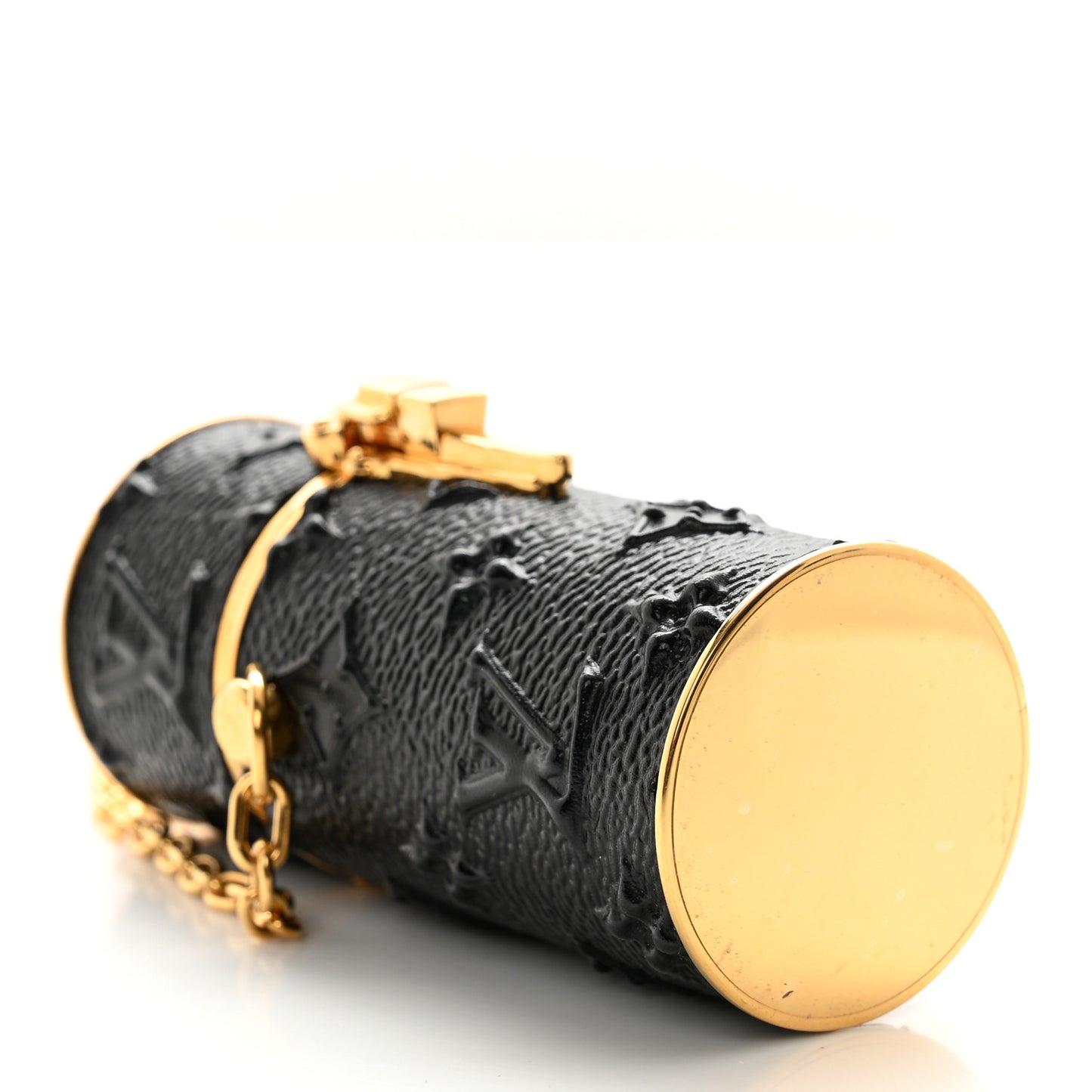 Monogram Midnight Embossed Chain Lipstick Case Black