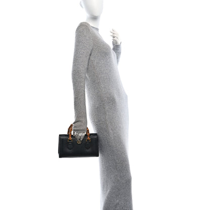 Gucci Textured Dollar Calfskin Web Small Diana Shoulder Bag Black Dusty Grey 2 of 10