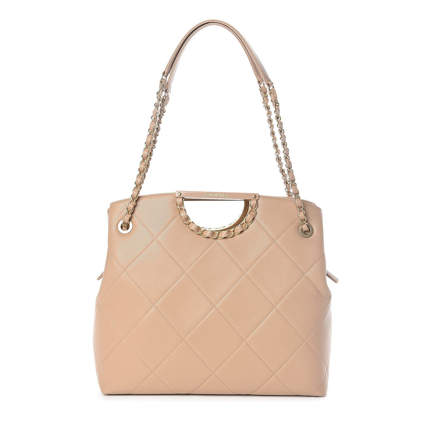 Caviar Large Handle Shopping Bag Beige