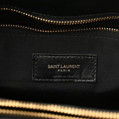 Saint Laurent Grain De Poudre Matelasse Chevron Monogram Shopping Bag Black 7 of 11