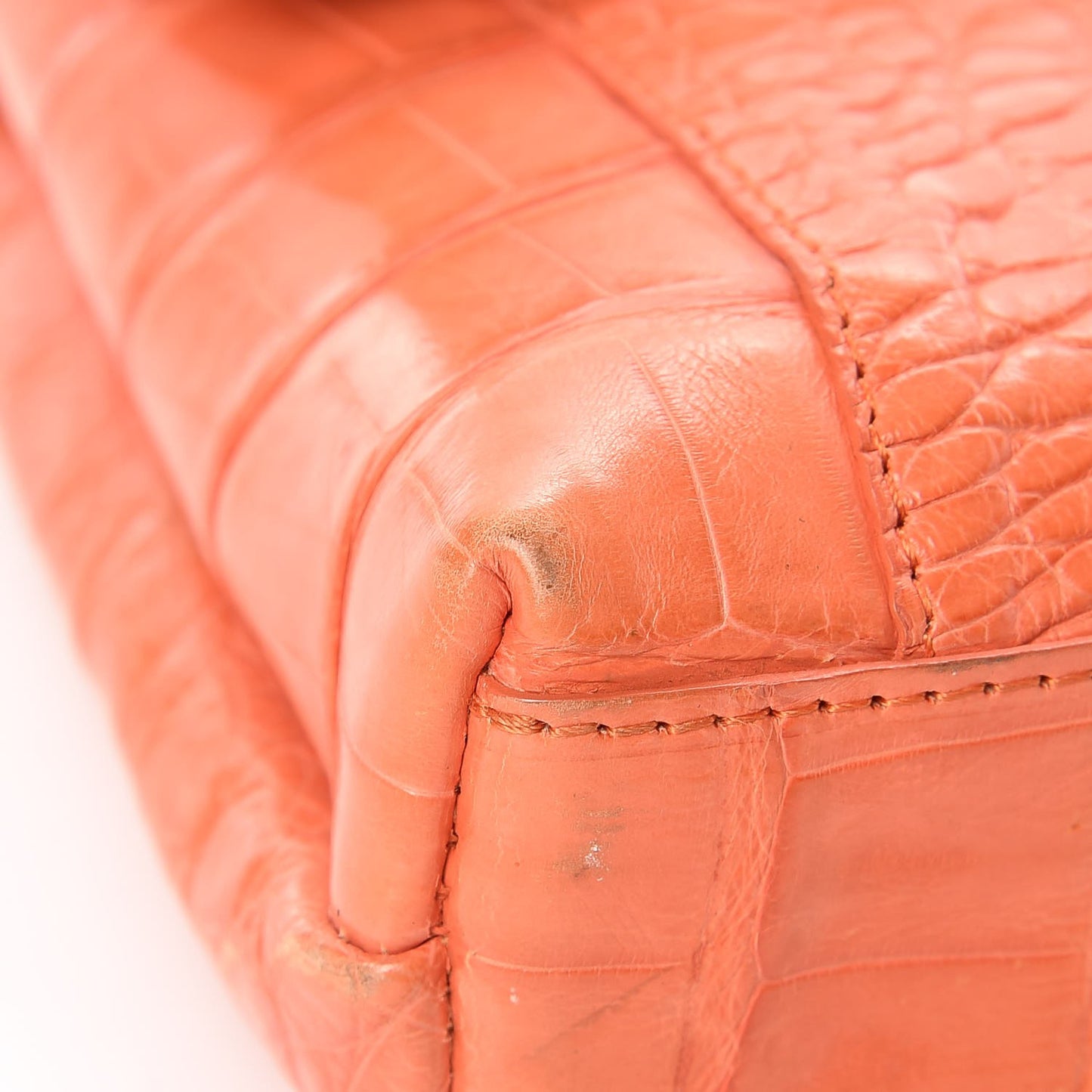 Crocodile Foldover Clutch Orange