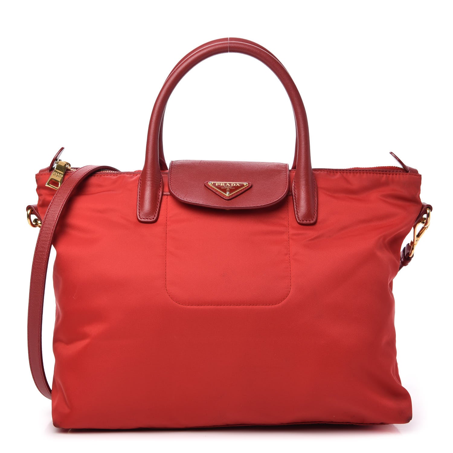 Prada Tessuto Nylon Saffiano Tote Rosso 1 of 10