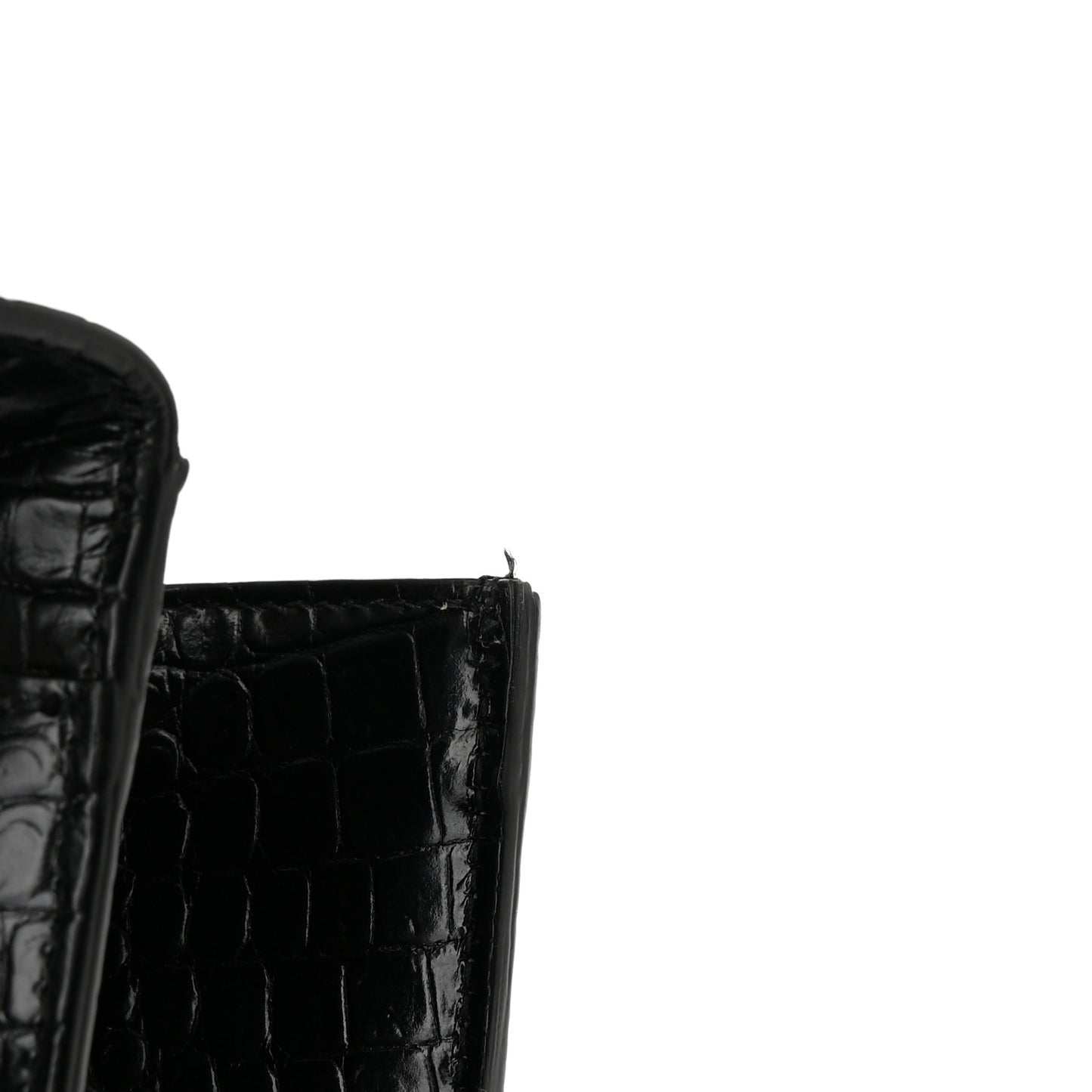 Calfskin Crocodile Embossed Monogram Large Satchel Black