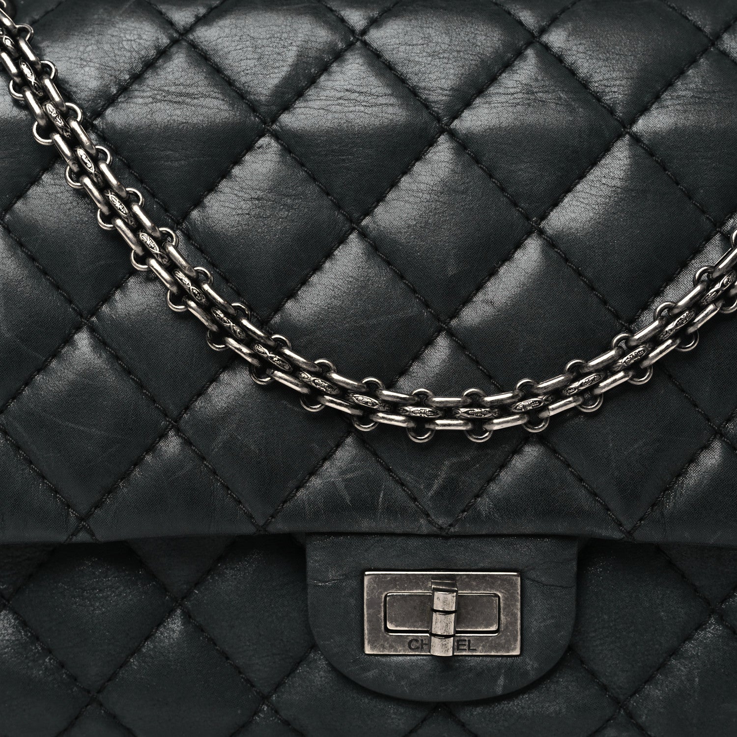 Chanel Iridescent Calfskin Quilted 2.55 Reissue 226 Flap Dark Grey 10 of 11