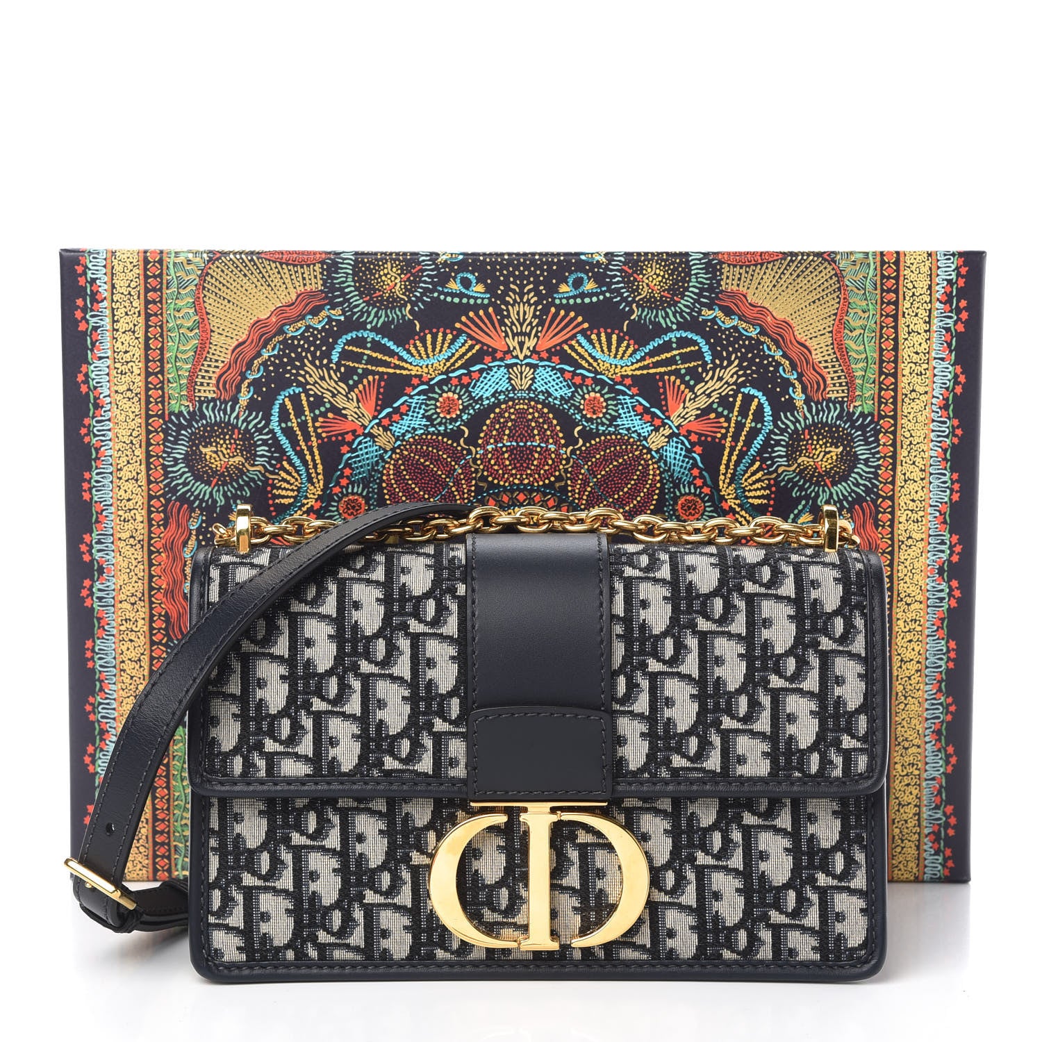 Christian Dior Oblique 30 Montaigne Chain Flap Bag Blue 11 of 11