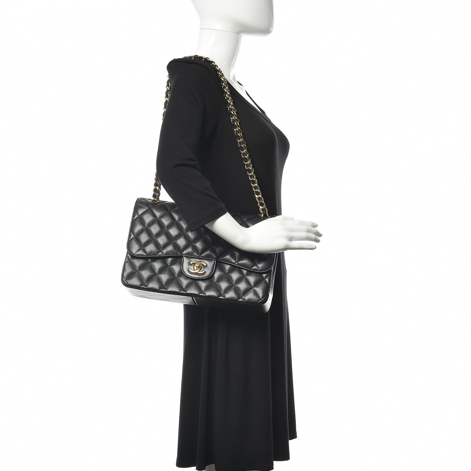 Chanel Caviar Quilted Jumbo Double Flap Black 2 of 11
