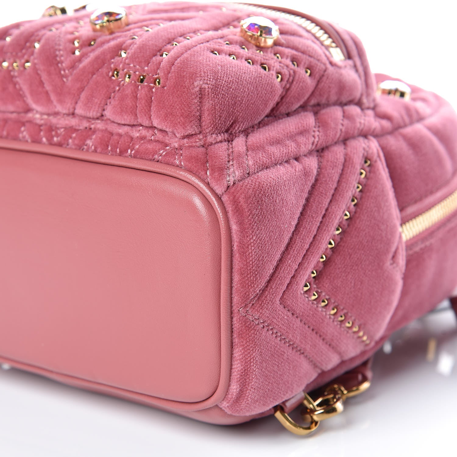MCM Velvet Swarovski Crystal Bebe Boo Backpack Quartz Pink 6 of 9