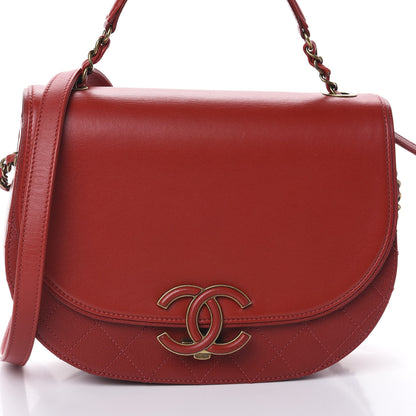 Chanel Shiny Calfskin Goatskin Quilted Medium Coco Curve Messenger Flap Red 8 of 10